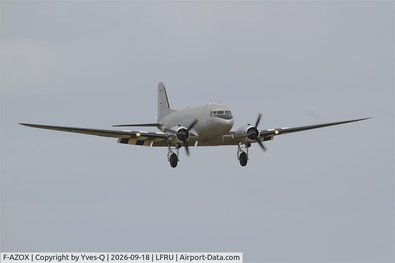 Aircraft F-AZOX, 1945 Douglas DC-3C-S1C3G (C-47B-35-DK), c/n 16604 l/n 33352, Douglas DC-3C-S1C3G, Short approach rwy 22, Morlaix-Ploujean airport (LFRU-MXN), at LFRU, photo by Yves-Q