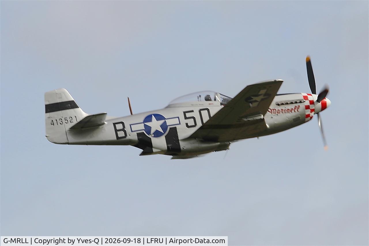 Aircraft G-MRLL, 1943 North American P-51D Mustang, c/n 109-27154, North American P-51D Mustang, On display, Morlaix-Ploujean airport (LFRU-MXN), at LFRU, photo by Yves-Q