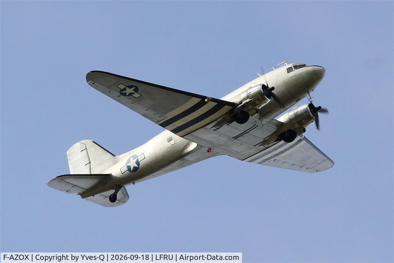 Aircraft F-AZOX, 1945 Douglas DC-3C-S1C3G (C-47B-35-DK), c/n 16604 l/n 33352, Douglas DC-3C-S1C3G, On display, Morlaix-Ploujean airport (LFRU-MXN), at LFRU, photo by Yves-Q