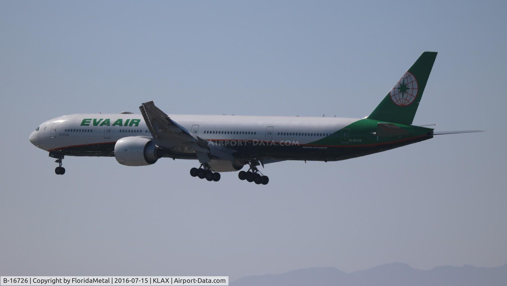 Aircraft B-16726, 2016 Boeing 777-36N/ER, c/n 44552 l/n 1366, EVA 773 zx tpe-lax, at KLAX, photo by FloridaMetal