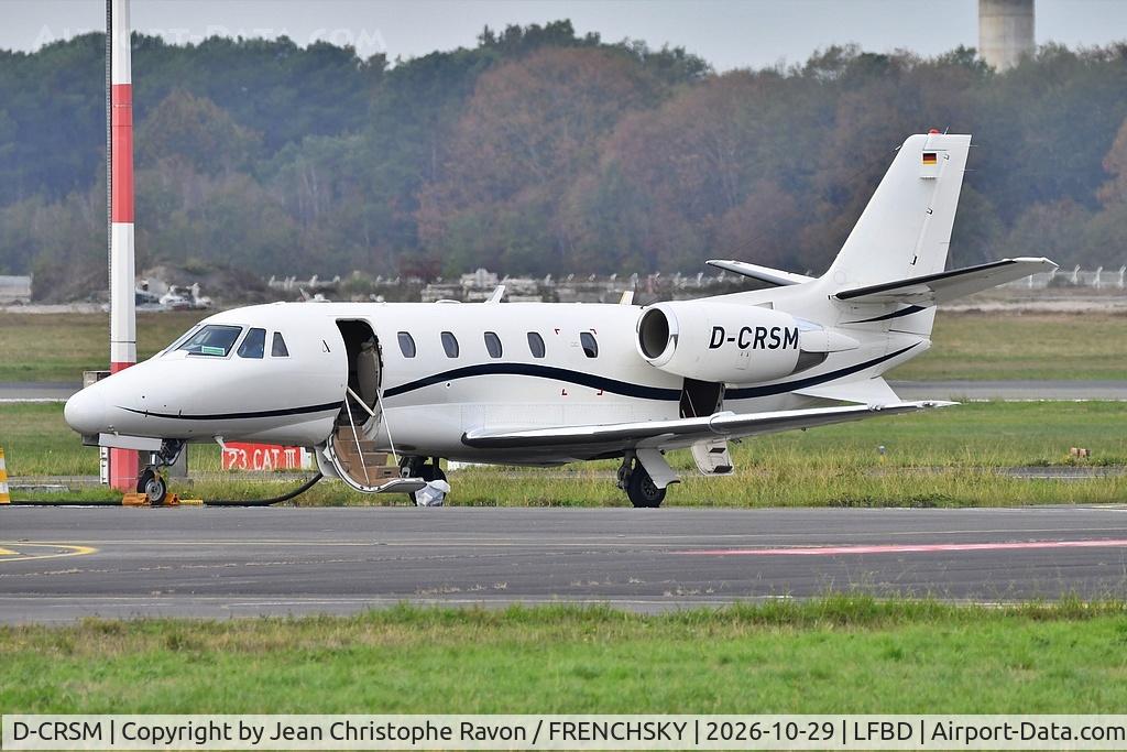 Aircraft D-CRSM, 2008 Cessna Aircraft 560XL Citation XLS, c/n 560 l/n 5801, Bordeaux (BOD) Milan (MXP) (LUA381X), at LFBD, photo by Jean Christophe Ravon / FRENCHSKY
