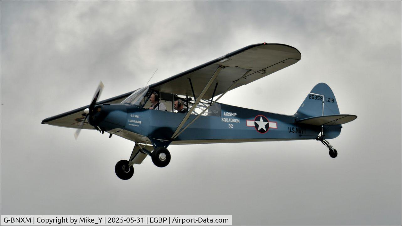 Aircraft G-BNXM, 1954 Piper L-21B Super Cub (PA-18-135), c/n 18-4019, L-21B Super Cub arriving at Cotswold Airport, at EGBP, photo by Mike_Y