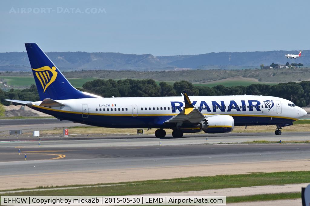 Aircraft EI-HGW, 2022 Boeing 737-8-200 MAX, c/n 65085 l/n 8161, Taxiing, at LEMD, photo by micka2b