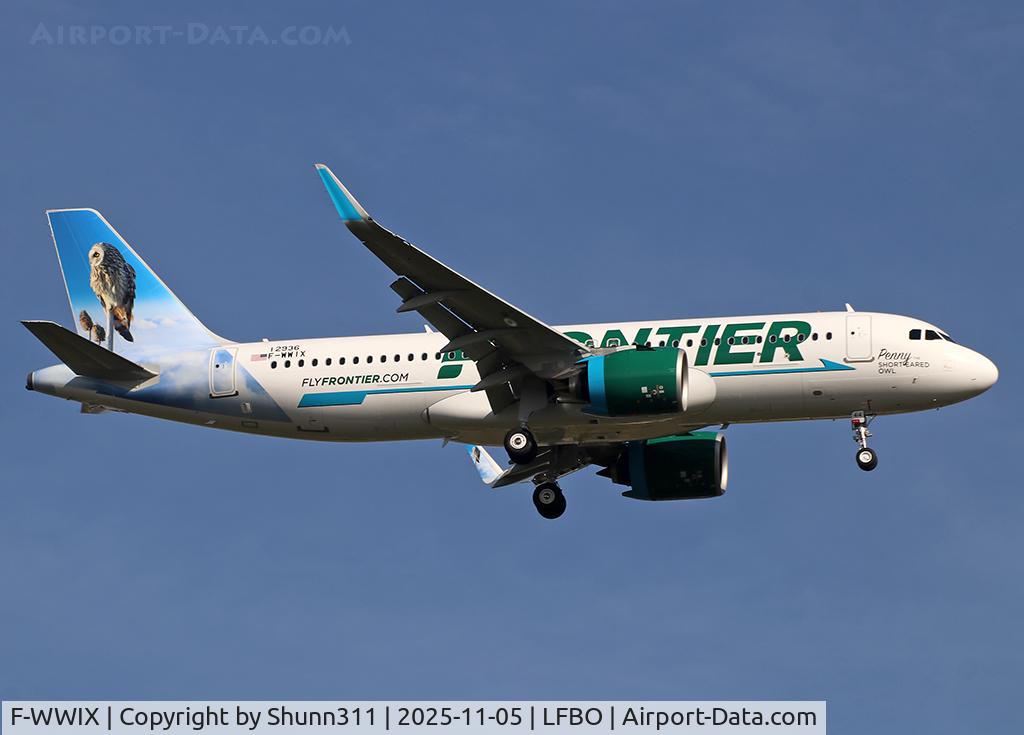 Aircraft F-WWIX, 2025 Airbus A320-271N, c/n 12936, C/n 12936 - To be N414FR, at LFBO, photo by Shunn311
