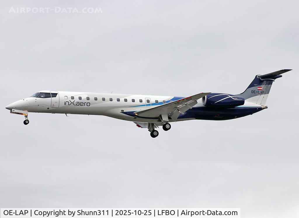 Aircraft OE-LAP, 1999 Embraer ERJ-145EP (EMB-145EP), c/n 145118, Landing rwy 32L, at LFBO, photo by Shunn311