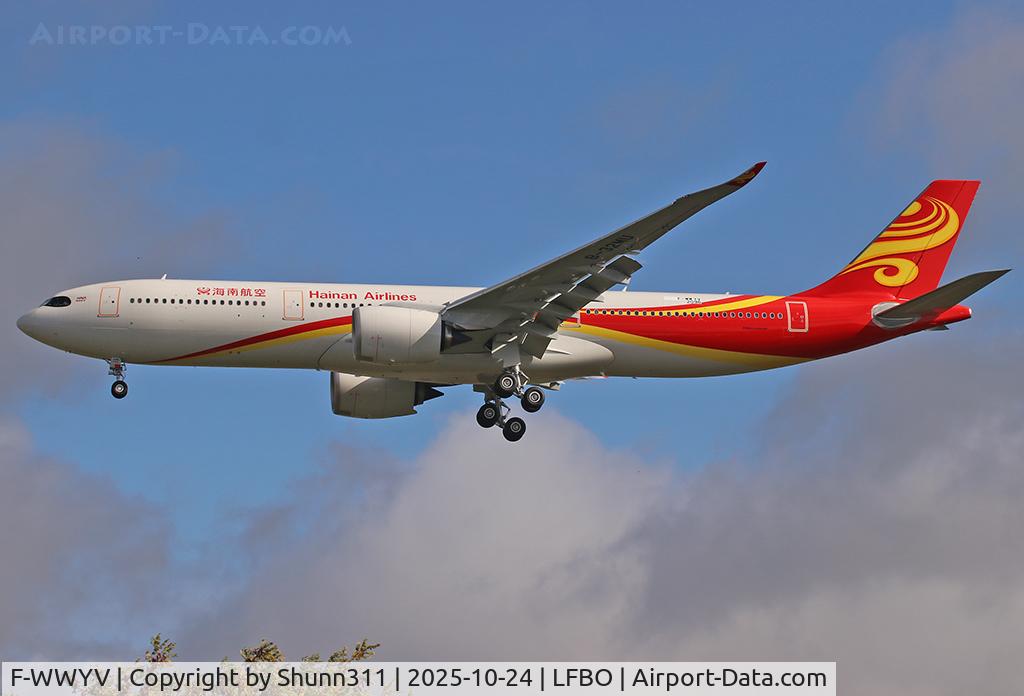 Aircraft F-WWYV, 2025 Airbus A330-941N, c/n 2096, C/n 2096 - To be B-32MU, at LFBO, photo by Shunn311