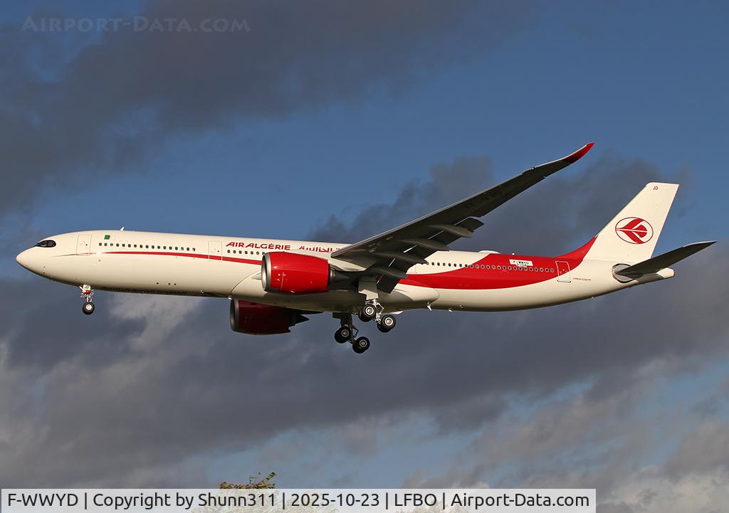 Aircraft F-WWYD, 2025 Airbus A330-941, c/n 2104, C/n 2104 - To be 7T-VJD, at LFBO, photo by Shunn311