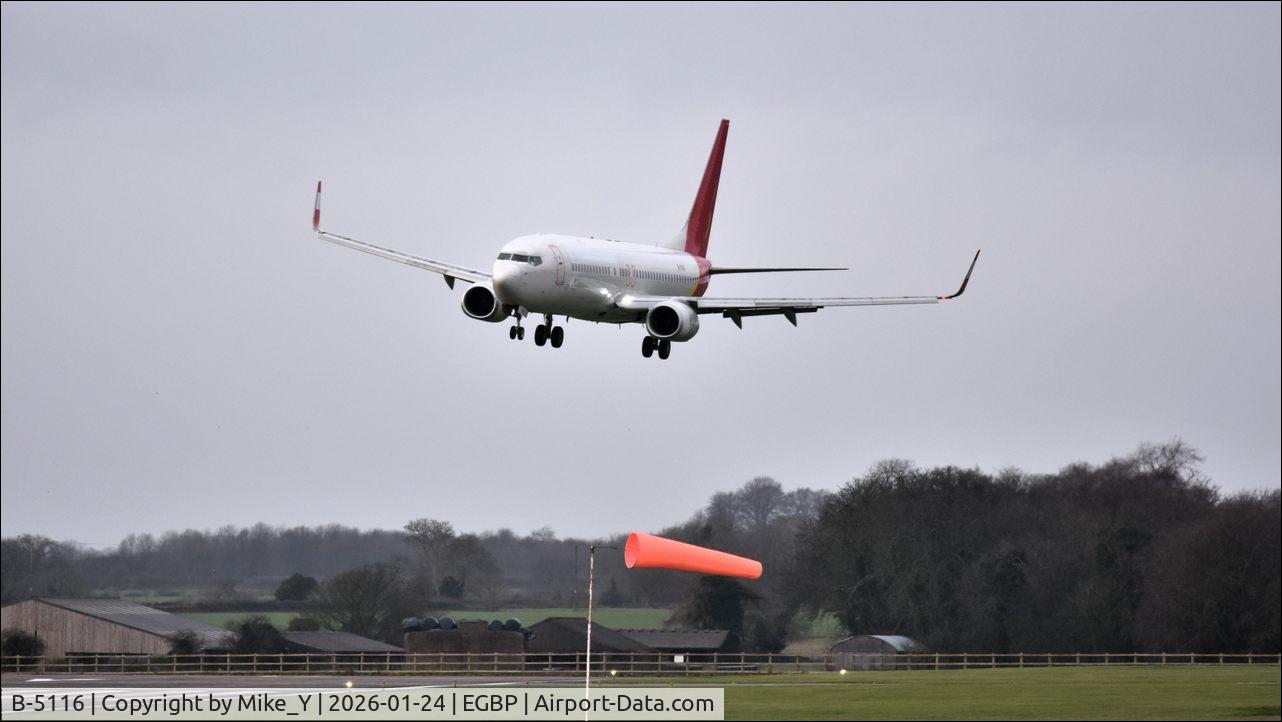 Aircraft B-5116, 2005 Boeing 737-8FH, c/n 29672 l/n 1745, Boeing 737-8FH arriving at Cotswold Airport to be scrapped, at EGBP, photo by Mike_Y