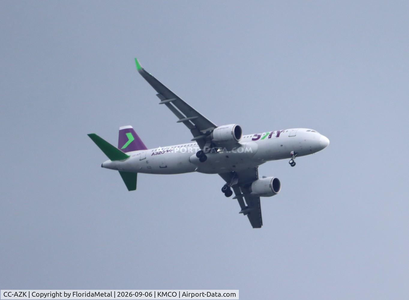 Aircraft CC-AZK, 2019 Airbus A320-251N, c/n 8999, SKY A32N zx lim-mco - diverted from MIA due to the Amazon 767-300 runway overrun, at KMCO, photo by FloridaMetal