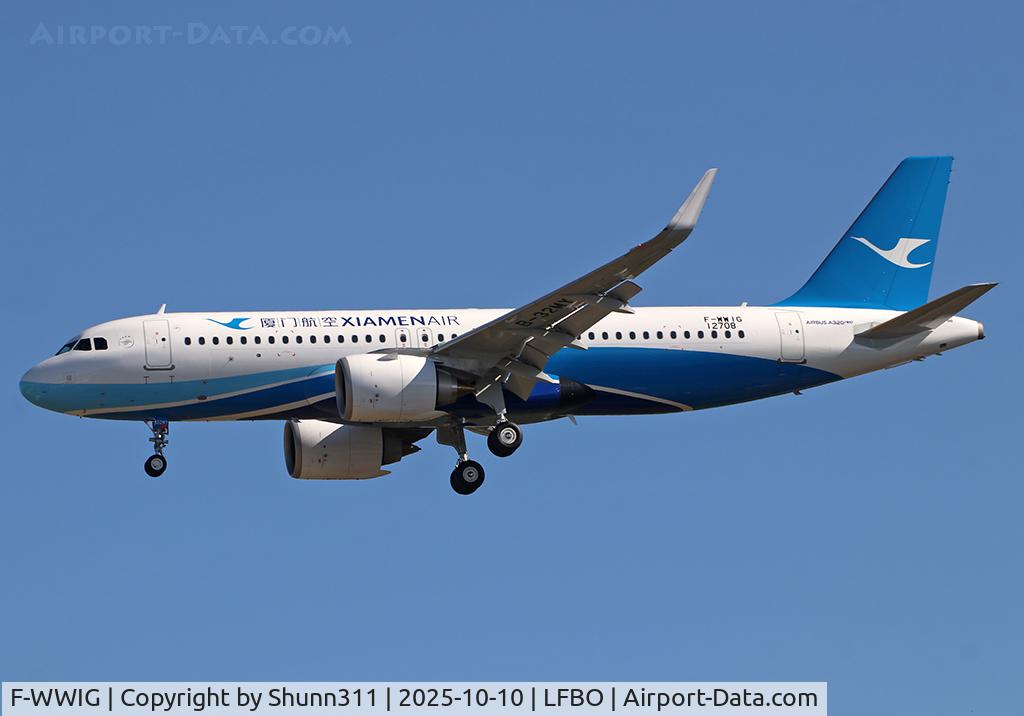 Aircraft F-WWIG, 2025 Airbus A320-251N, c/n 12708, C/n 12708 - To be B-32MY, at LFBO, photo by Shunn311