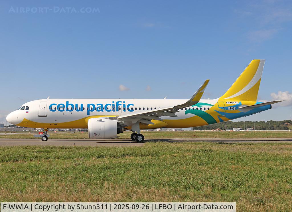 Aircraft F-WWIA, 2025 Airbus A320-271N, c/n 12824, C/n 12824 - To be RP-C4164, at LFBO, photo by Shunn311
