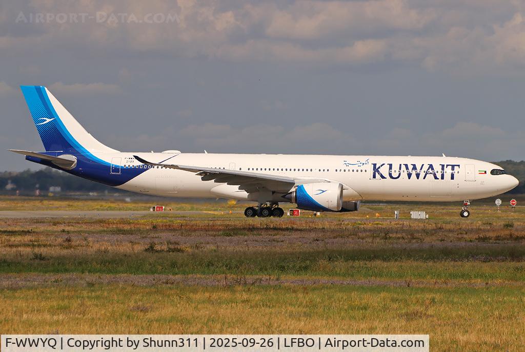 Aircraft F-WWYQ, 2025 Airbus A330-941, c/n 2103, C/n 2103 - To be 9K-APM, at LFBO, photo by Shunn311