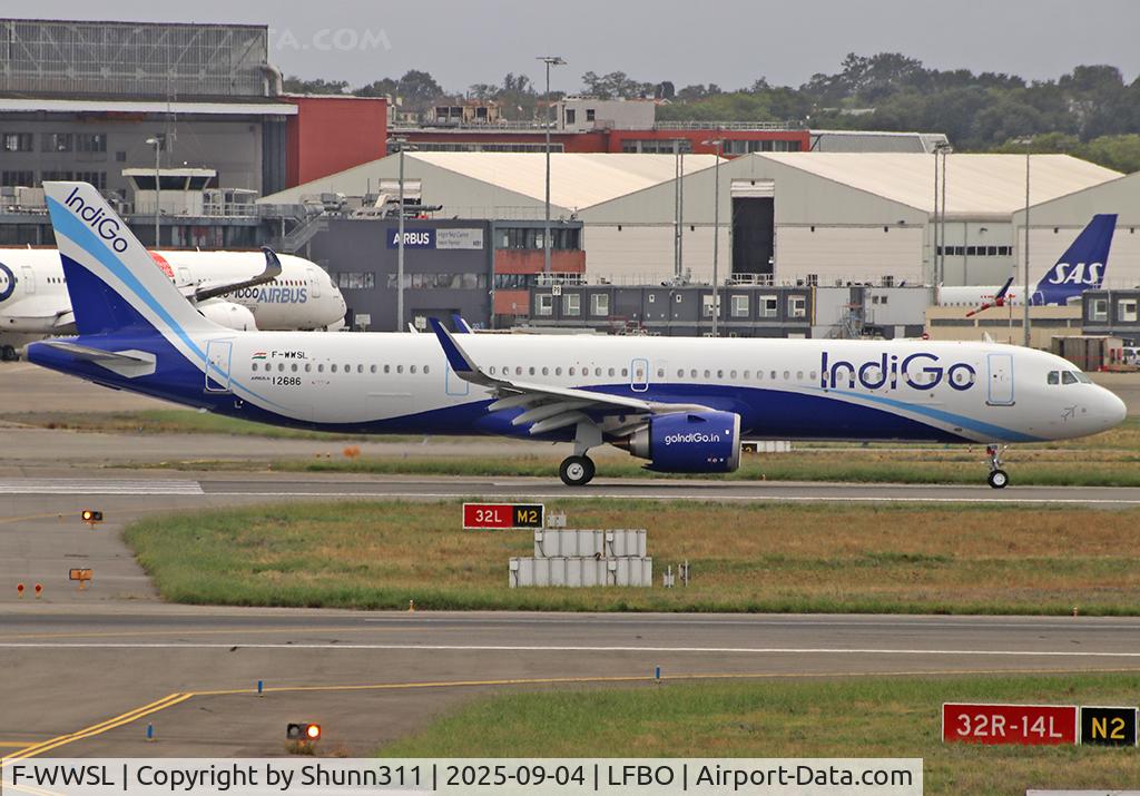 Aircraft F-WWSL, 2025 Airbus A321-252NX, c/n 12686, C/n 12686 - To be VT-NHB, at LFBO, photo by Shunn311