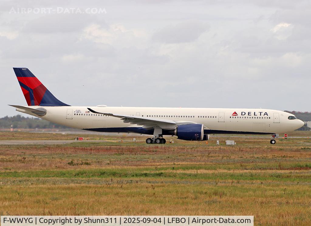 Aircraft F-WWYG, 2025 Airbus A330-941, c/n 2100, C/n 2100 - To be N437DX, at LFBO, photo by Shunn311