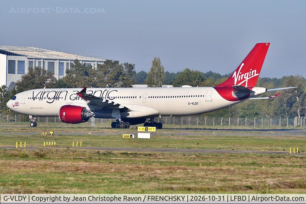 Aircraft G-VLDY, 2023 Airbus A330-941, c/n 2025, London (LHR) Bordeaux (BOD) (VIR842P), at LFBD, photo by Jean Christophe Ravon / FRENCHSKY