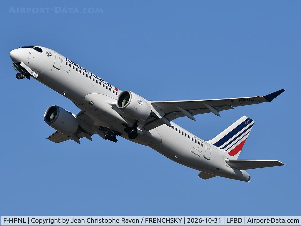 Aircraft F-HPNL, 2024 Airbus A220-300, c/n 55291, Bordeaux (BOD) Paris (CDG) AF7435, at LFBD, photo by Jean Christophe Ravon / FRENCHSKY