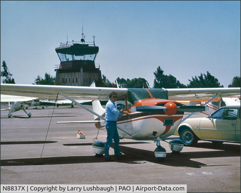 N8837X, 1961 Cessna 182D Skylane C/N 18253237, 37X Preflight at Palo Alto Muni, CA, Summer 1979