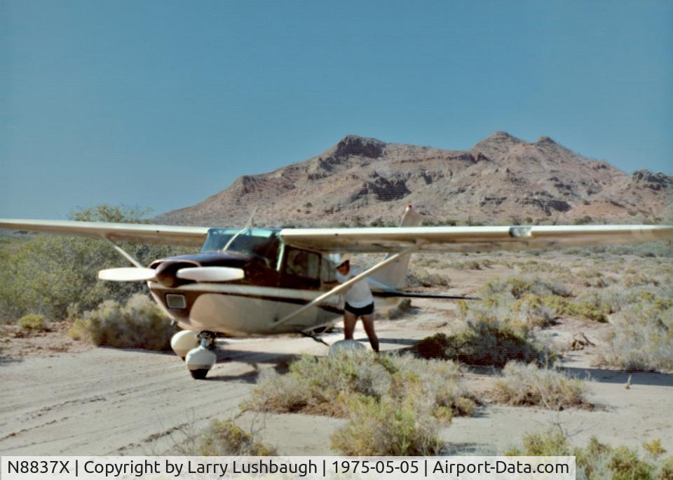 N8837X, 1961 Cessna 182D Skylane C/N 18253237, 37X Prior to takeoff at Punta Concepcion B.C. Mex. May 1975
