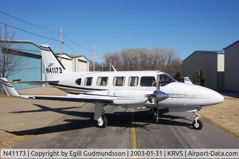 N41173, 1984 Piper PA-31-350 Chieftain C/N 31-8452017, Picture taken at KRVS, Tulsa, OK. fresh from the paintshop