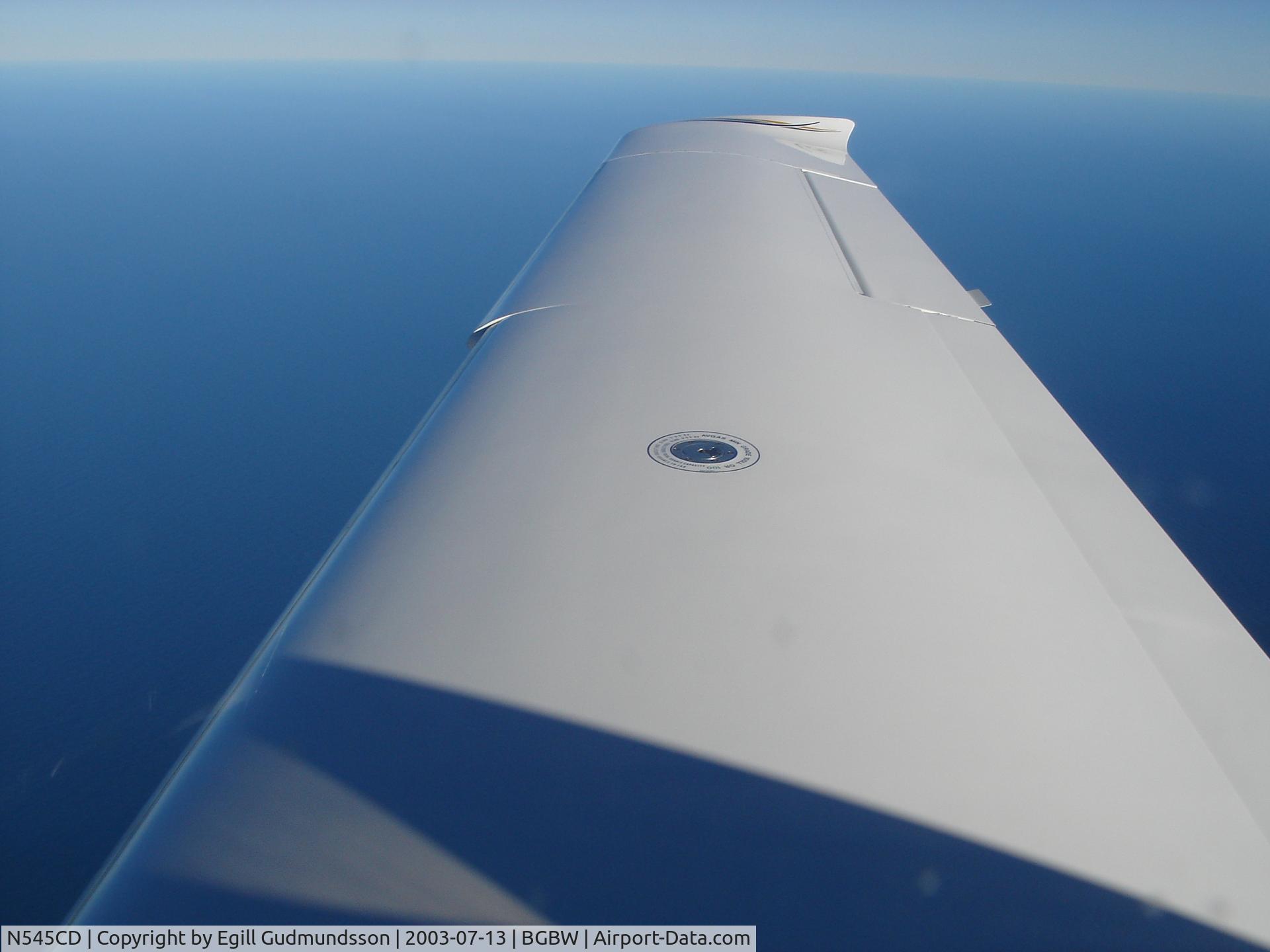 N545CD, 2005 Cirrus SR22 C/N 1508, N545CD flying over the Atlantic ocean on a ferry flight to Iceland