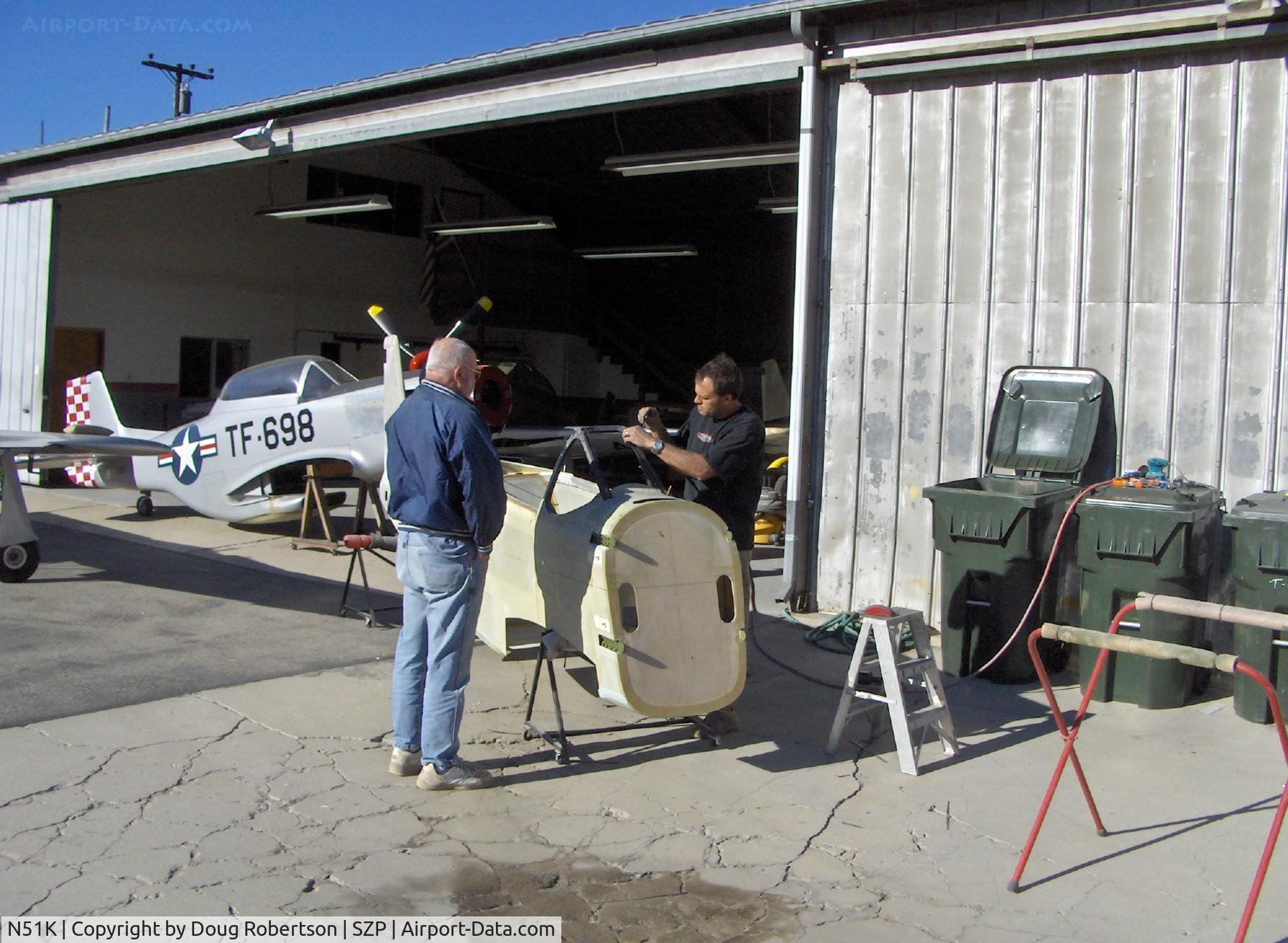 N51K, 1992 North American P-51D Mustang Replica C/N 001, 1992 Fighter Escort Wings Ltd. Exp. class Fuselage/Legendary Aircraft LLC TF-51 windscreen frame fab