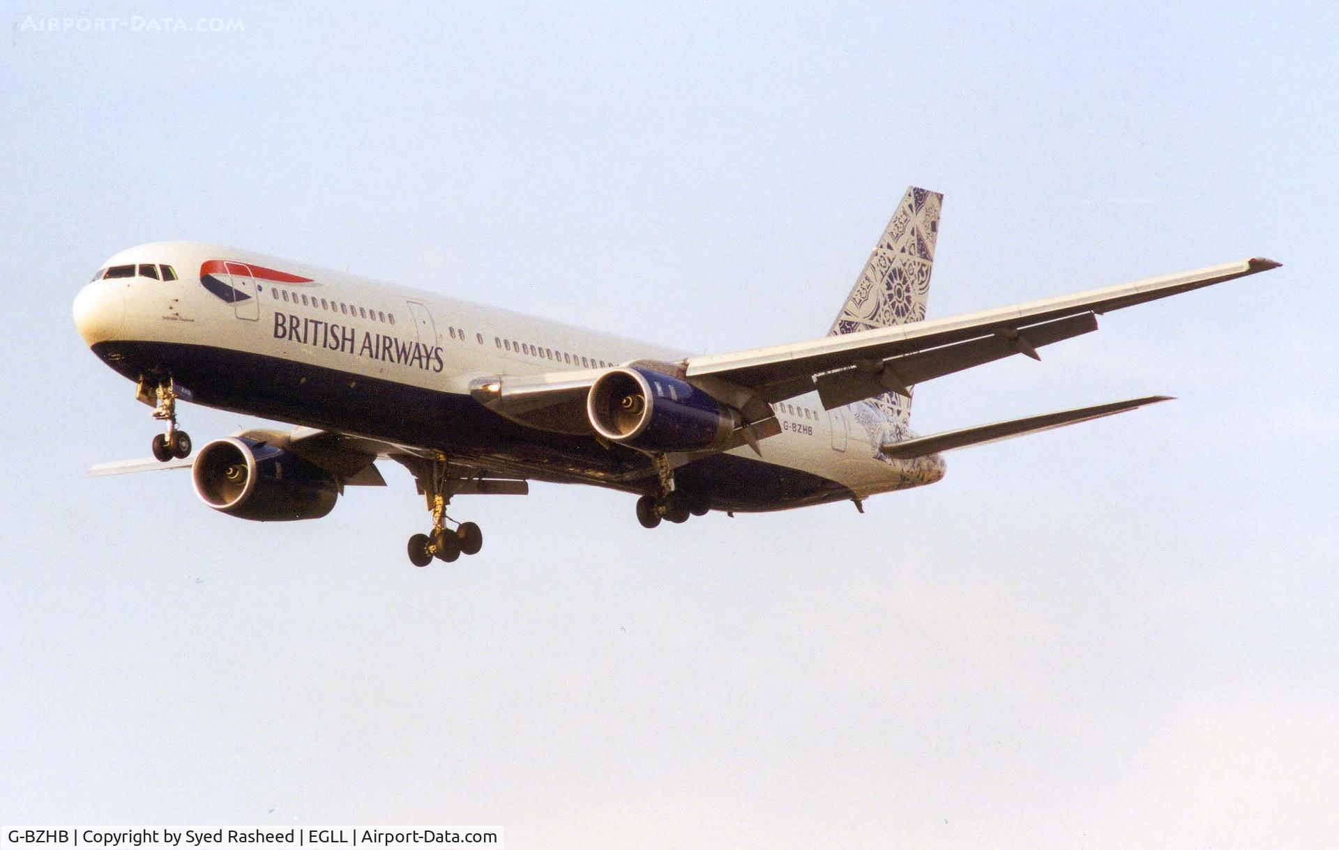 G-BZHB, 1998 Boeing 767-336 C/N 29231, On finals Rwy 27L
