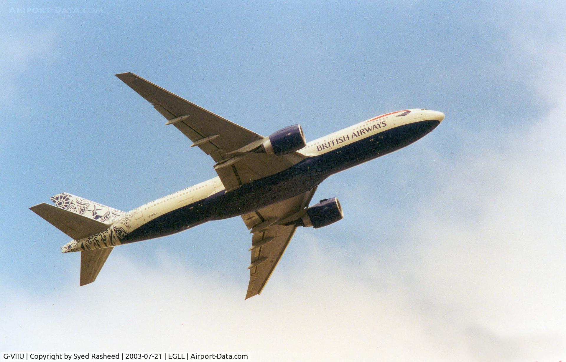 G-VIIU, 1999 Boeing 777-236 C/N 29963, British Airways B777 Departing