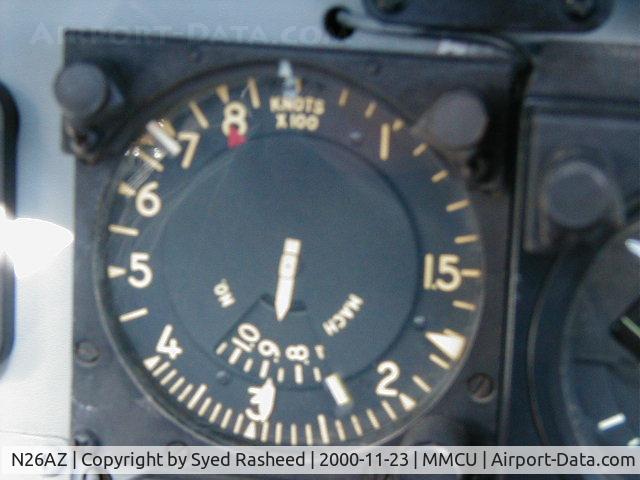 N26AZ, 1956 North American F-100F-10-NA Super Sabre C/N 56-3844 (243-120), Mach Meter at 0.9 during a Mach 1 flight over MMCU