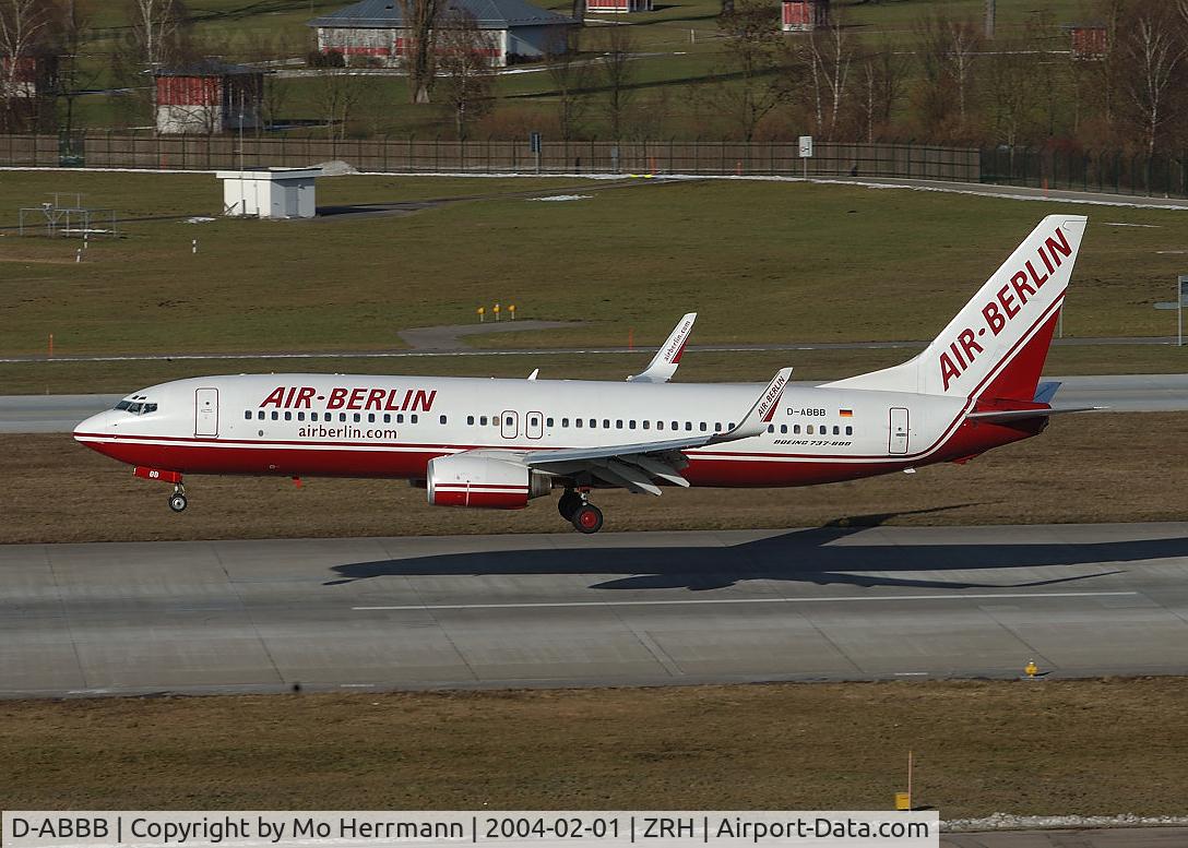 D-ABBB, 2001 Boeing 737-86J C/N 32624, Air Berlin Boeing 737 at Zurich