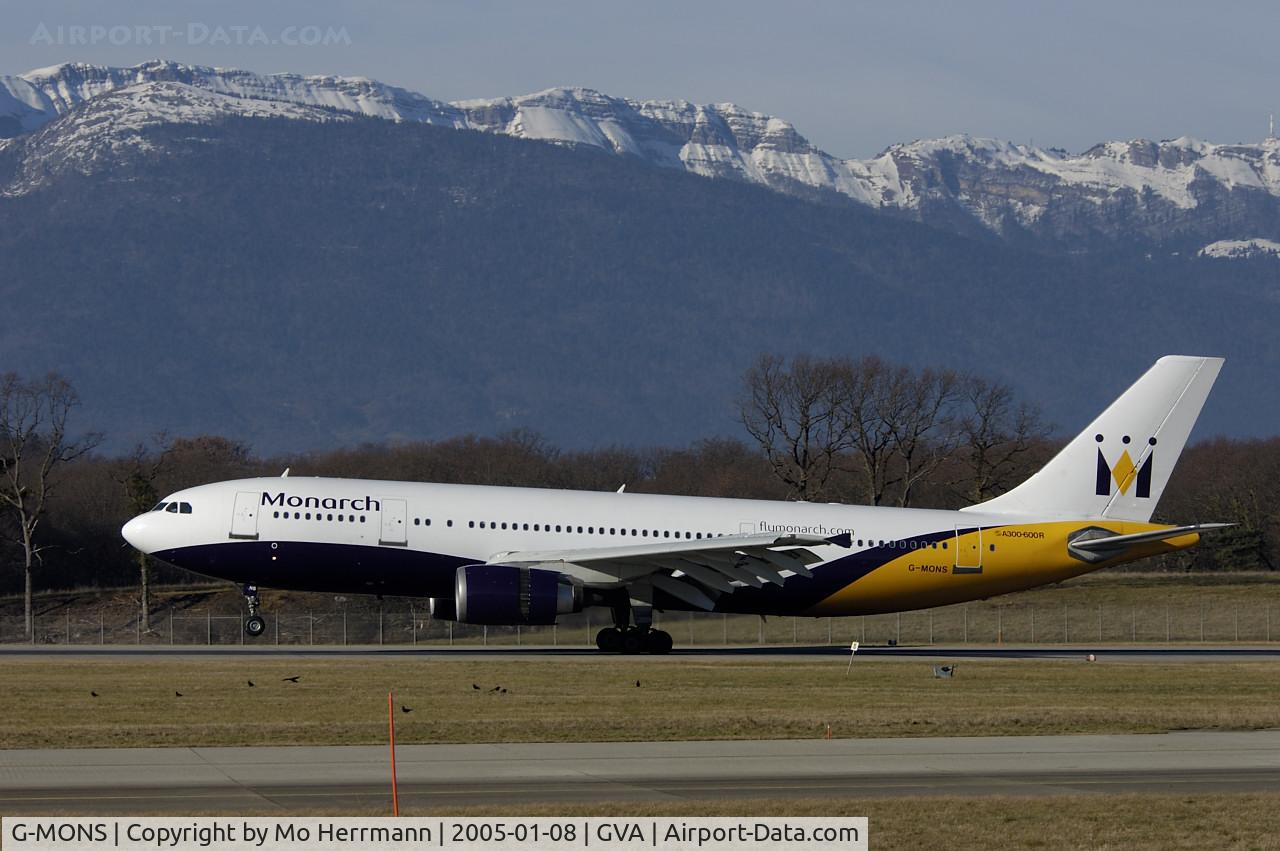 G-MONS, 1989 Airbus A300B4-605R C/N 556, Monarch A300-600 at Geneva