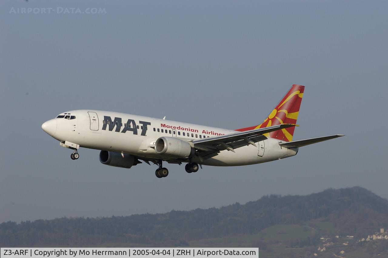 Z3-ARF, 1986 Boeing 737-3H9 C/N 23716/1321, MAT Macedonian Air Transport Boeing 737-300 in Zurich