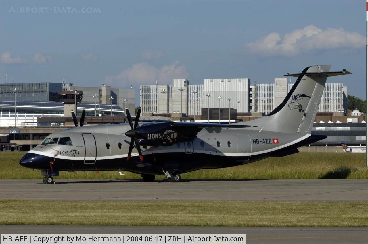 HB-AEE, 1993 Dornier 328-110 C/N 3005, Lionsair Dornier 328 ready to charter. Formerly belonged to colourful Air Engiadina