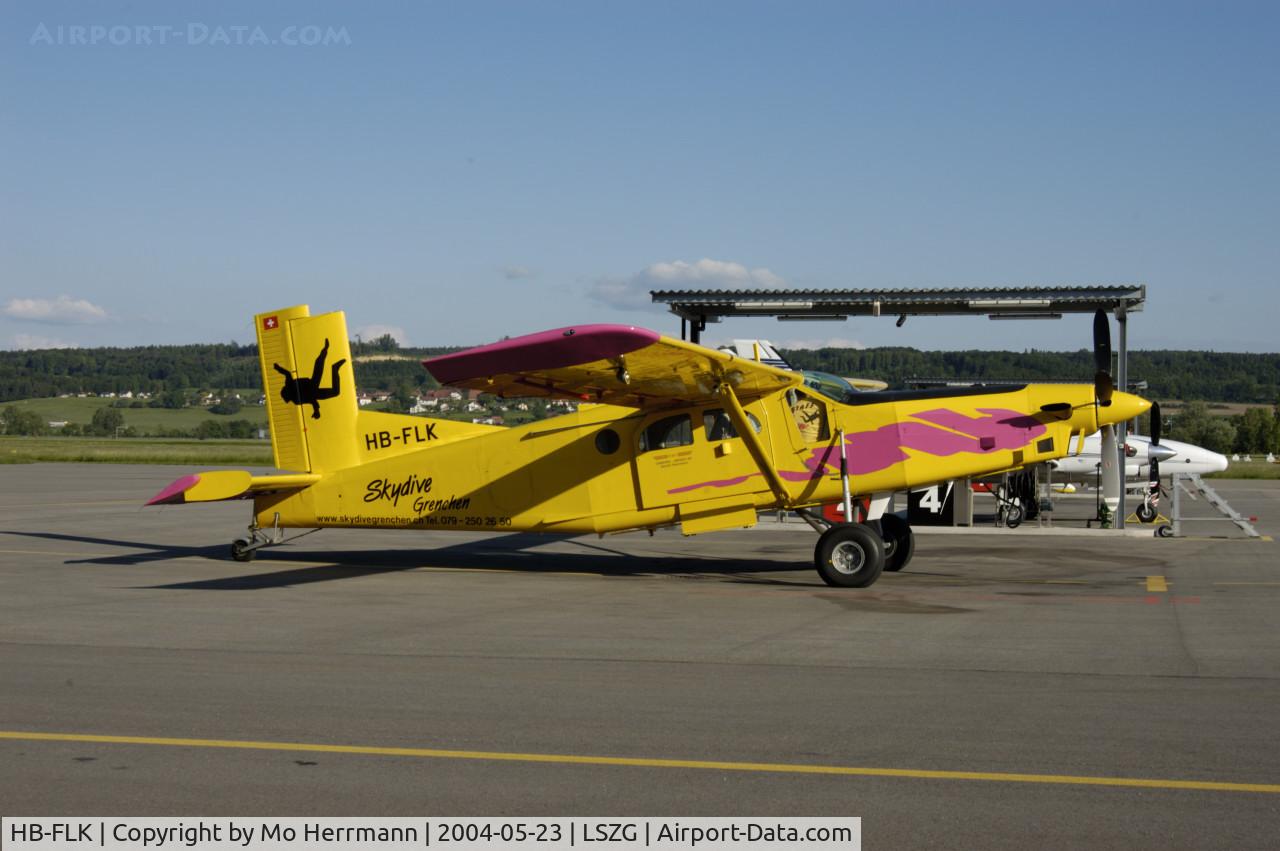 HB-FLK, 1977 Pilatus PC-6/B2-H2 Turbo Porter C/N 779, skydiving in Grenchen, Switzerland