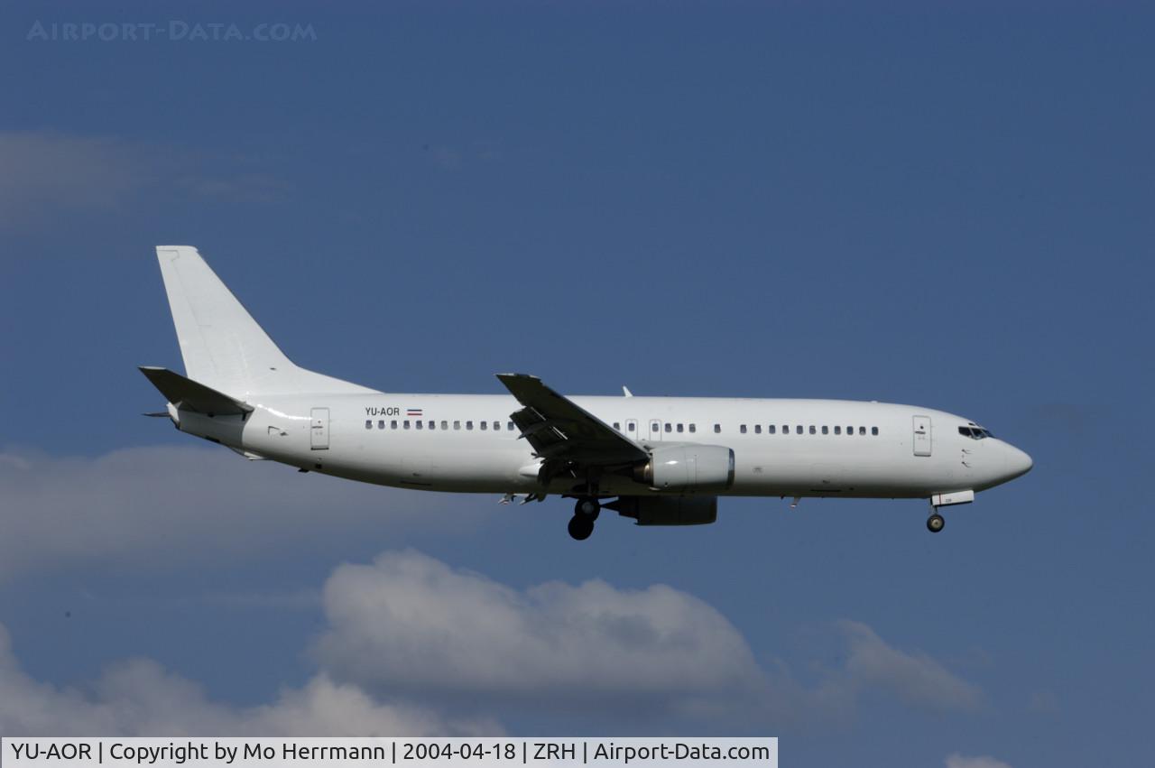 YU-AOR, 1989 Boeing 737-4B7 C/N 24550, all white Yugoslav Air Transport at Zurich