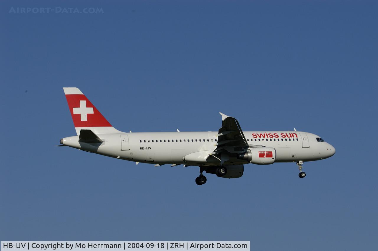 HB-IJV, 2003 Airbus A320-214 C/N 2024, Swiss Sun, charter division of Swiss Airlines, at Zurich
