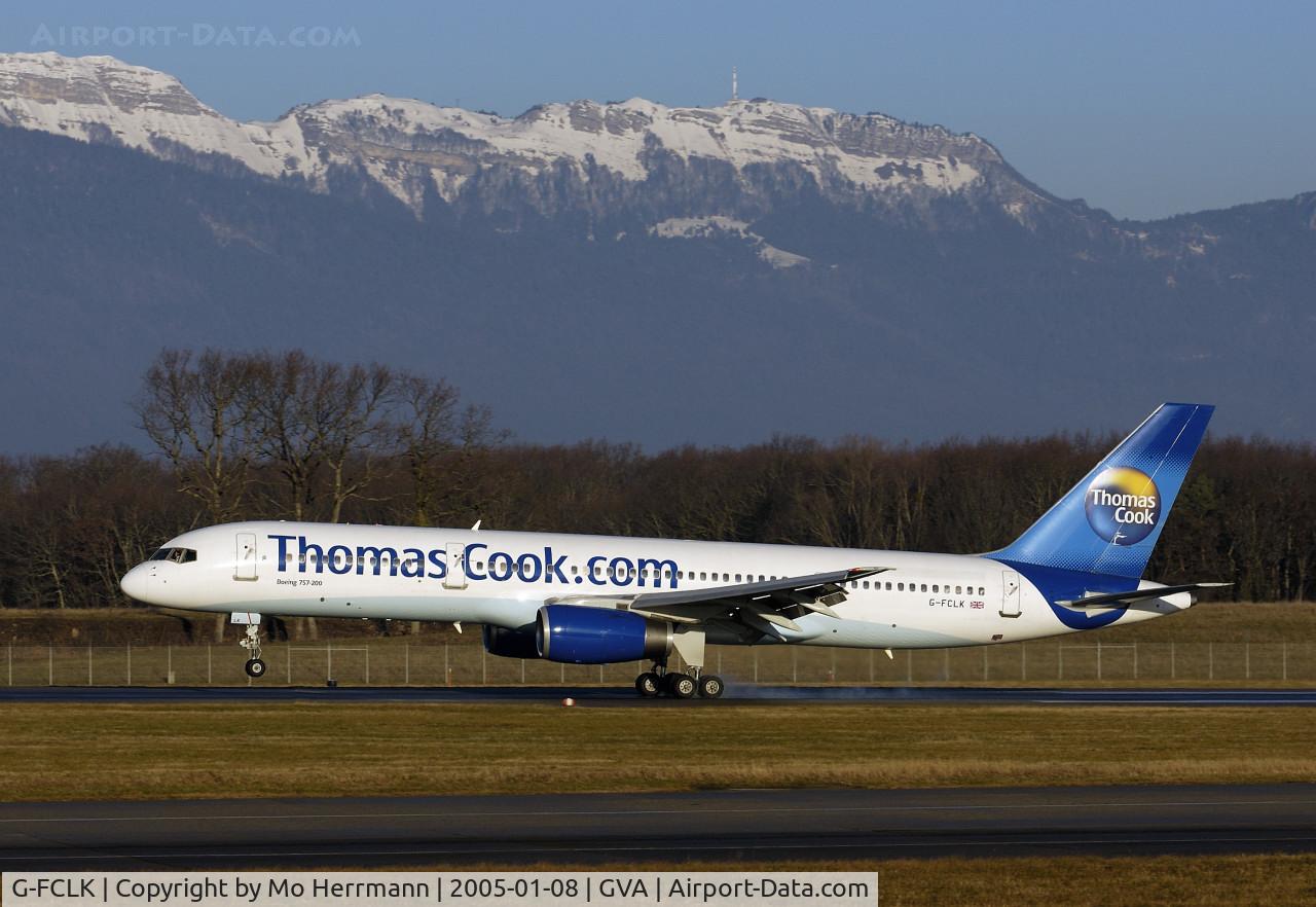 G-FCLK, 1993 Boeing 757-2Y0 C/N 26161, Thomas Cook at Geneva, for winter charter flights