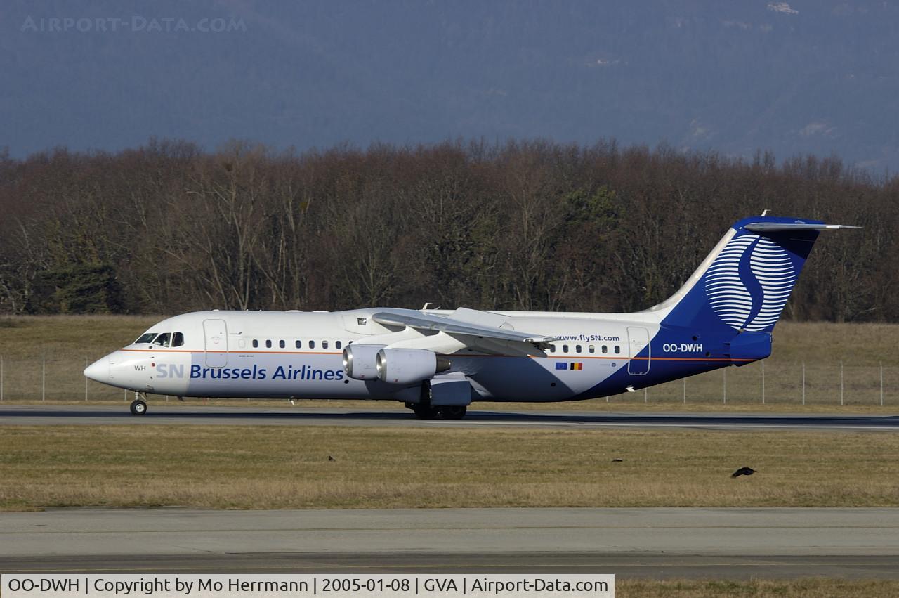 OO-DWH, 1998 British Aerospace Avro 146-RJ100 C/N E3340, SN Brussels RJ100 at Geneva
