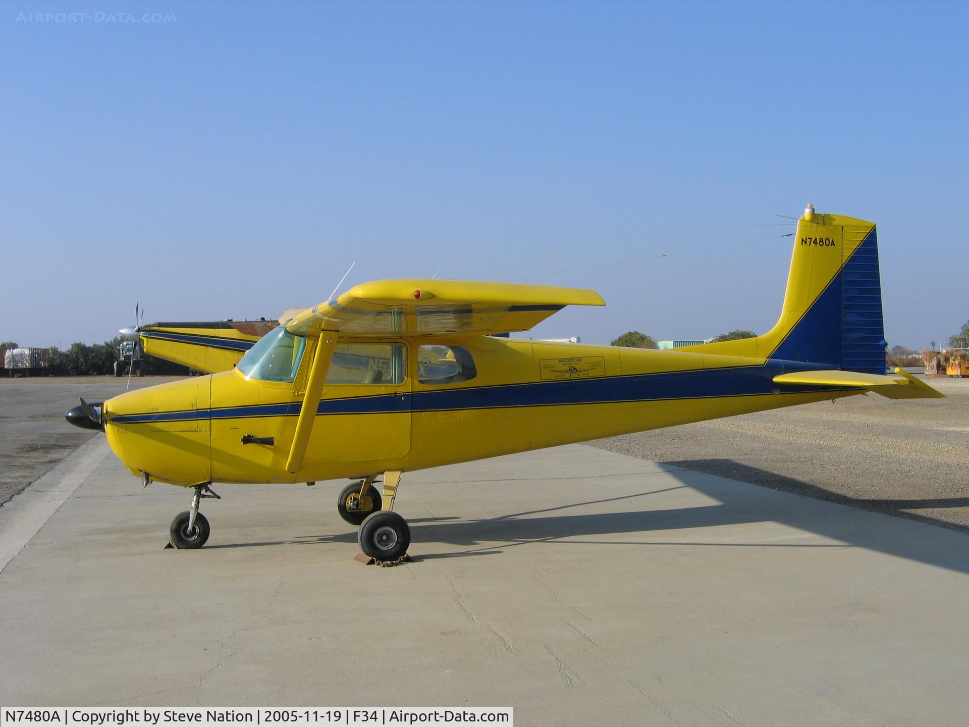 N7480A, 1957 Cessna 172 C/N 29580, Pacific Ag Services/Tri-Ground Inc. 1958 Cessna 172 used for releasing biological control materials (at Firebaugh, CA)