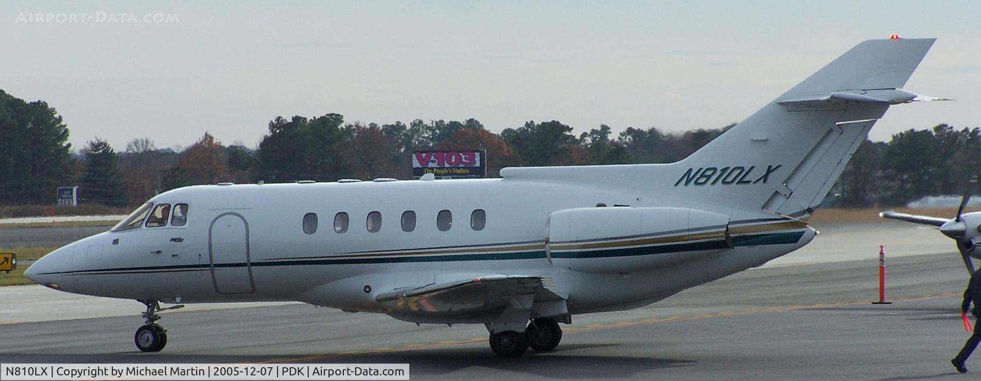 N810LX, 1989 British Aerospace BAe.125 Series 800A C/N 258145, Departing PDK from Mercury Air Center