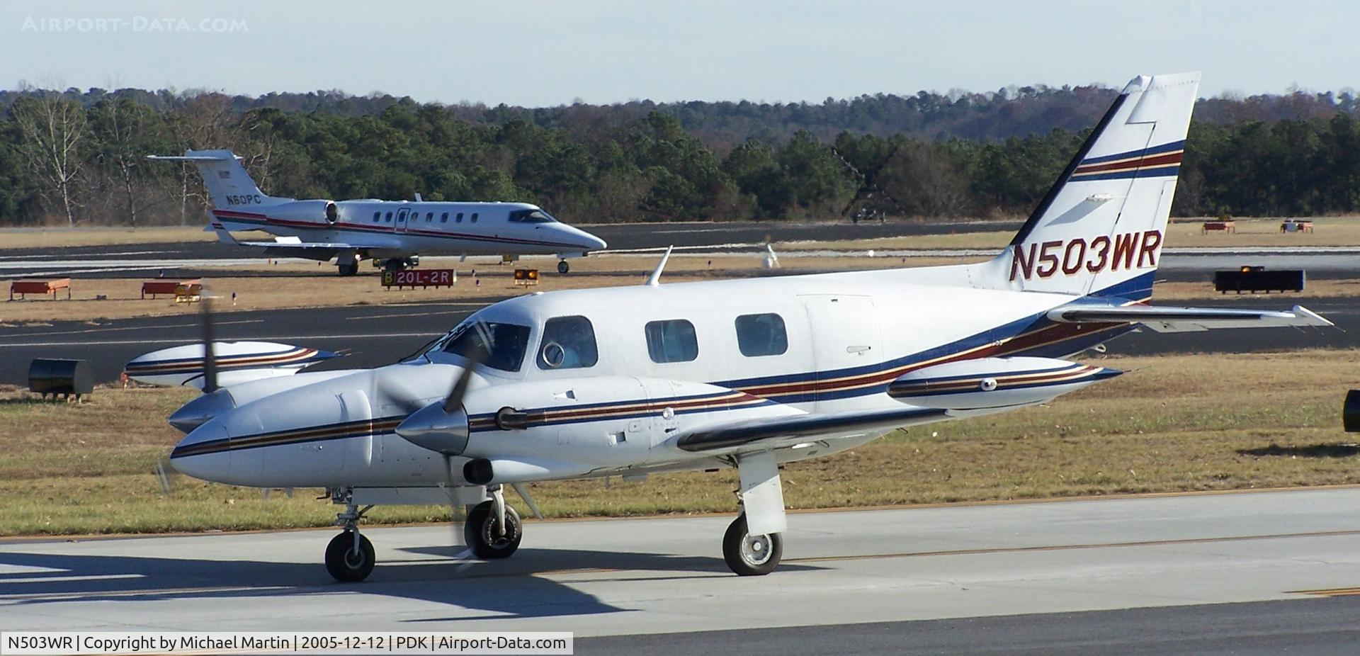 N503WR, 1979 Piper PA-31T1 Cheyenne I C/N 31T-7904016, Taxing back from flight