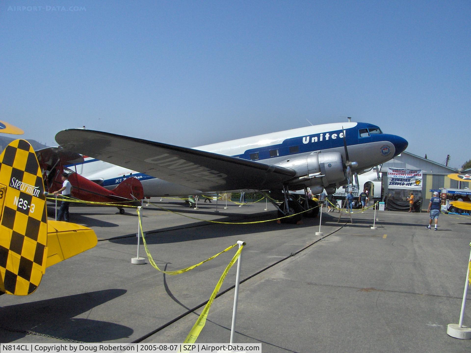 N814CL, 1945 Douglas DC-3C (C-47B-50-DK) C/N 34370, 1945 Douglas DC-3C, two P&W 1830s, Clay Lacy's DC-3, Clay no longer holds the record of more PIC flight hours than anyone else in the world. Was topped by Russian test pilot with over 60,000 hours. Edited 9-2012.