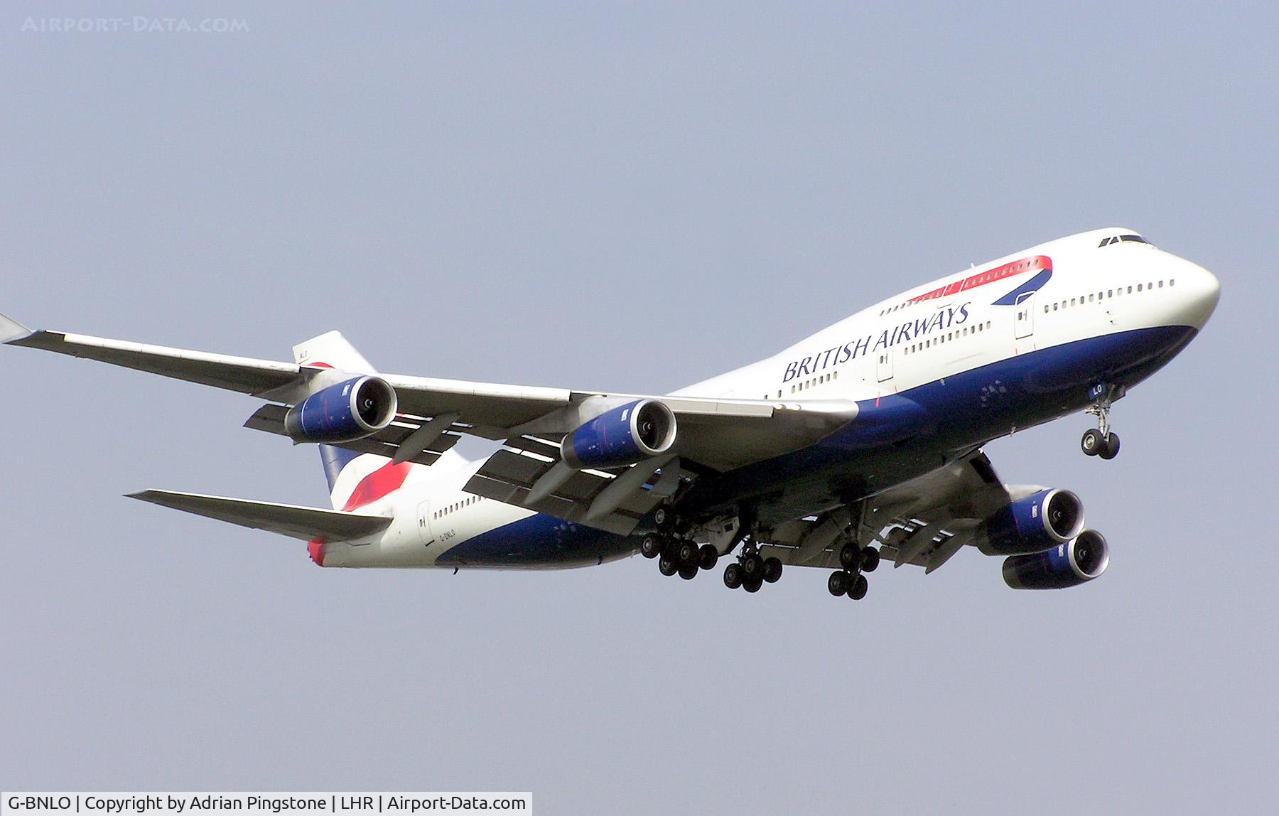 G-BNLO, 1990 Boeing 747-436 C/N 24057, British Airways Boeing 747-400 (G-BNLO) landing at London Heathrow Airport, England