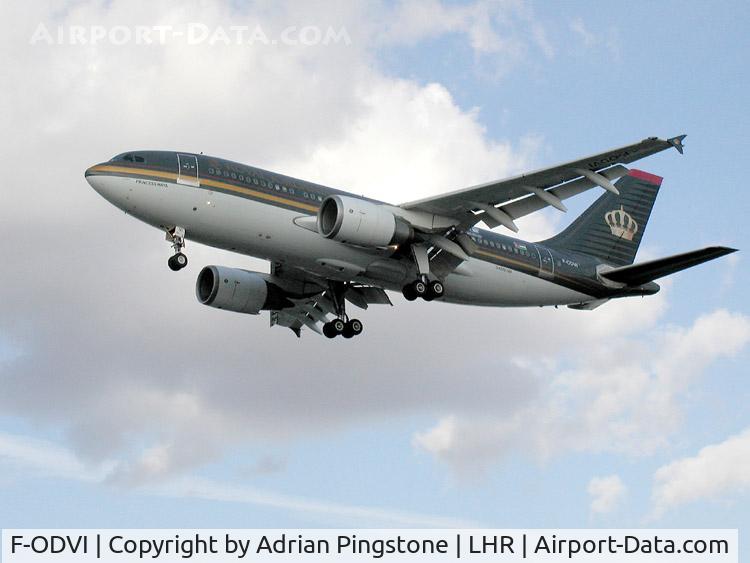 F-ODVI, 1989 Airbus A310-304 C/N 531, Royal Jordanian Airbus A310-300 landing at London (Heathrow) Airport