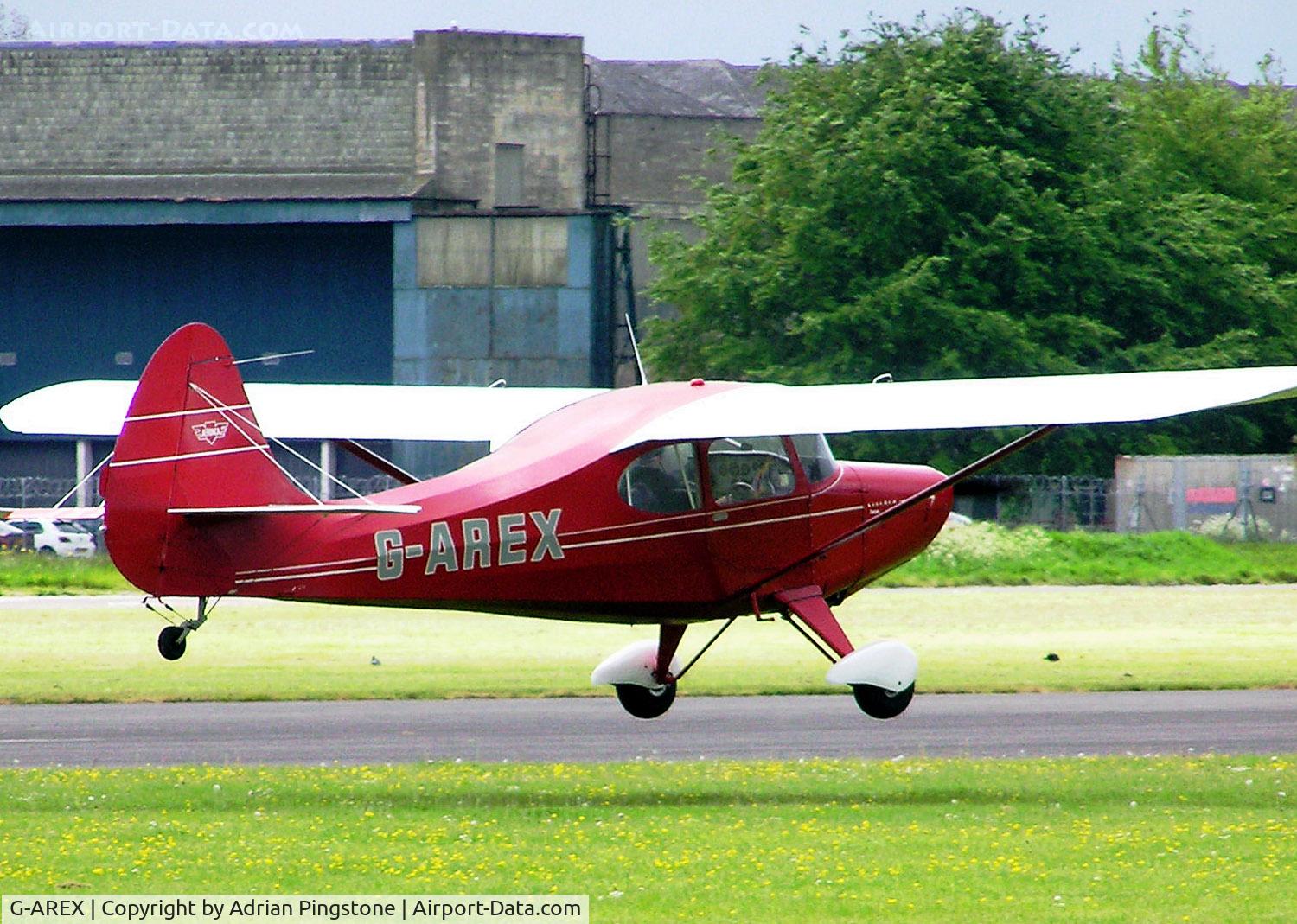 G-AREX, 1948 Aeronca 15AC Sedan C/N 15AC-61, 1948 Aeronca 15AC Sedan landing at Hullavington Airfield, Wiltshire, England