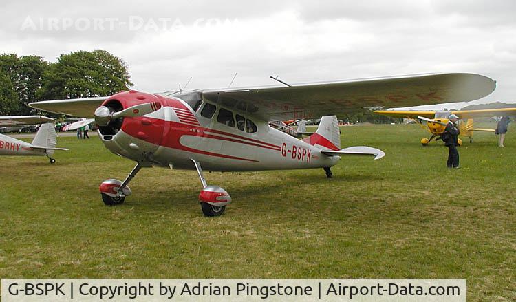G-BSPK, 1951 Cessna 195A C/N 7691, Cessna 195, this example was manufactured in 1951. Photographed at the Great Vintage Fly-in Weekend, Kemble, England, May 2003
