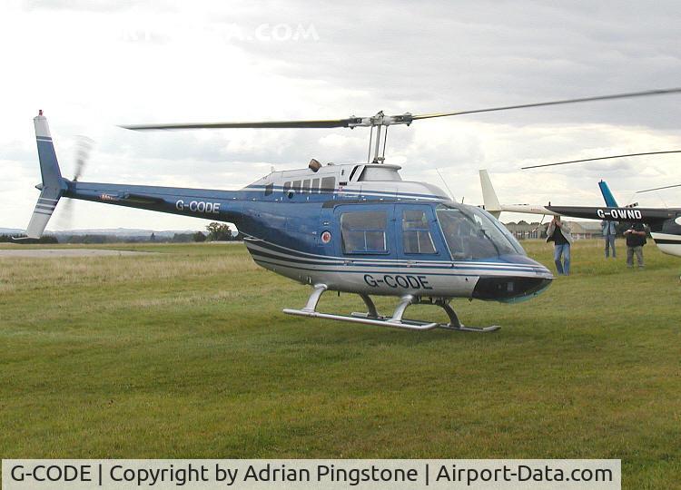 G-CODE, 1985 Bell 206B JetRanger III C/N 3850, Bell 206B Jet Ranger III helicopter (G-CODE), built 1985, photographed at the Heli-Day, Kemble (England) in August 2003.