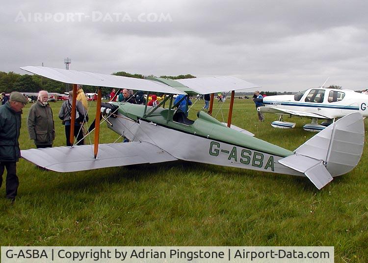 G-ASBA, 1966 Phoenix Currie Wot C/N AE-1, The elevator of this 1966-built Currie Wot (G-ASBA) is drooped. Kemble Airfield, Gloucestershire, England, May 2003