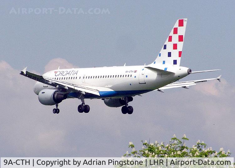 9A-CTH, 1998 Airbus A319-112 C/N 833, Croatia Airlines Airbus A319-300 (9A-CTH) landing at London (Heathrow) Airport in May 2004