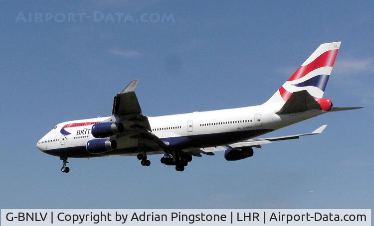 G-BNLV, 1992 Boeing 747-436 C/N 25427, British Airways Boeing 747-400 (G-BNLV) landing at London (Heathrow) Airport in August 2004
