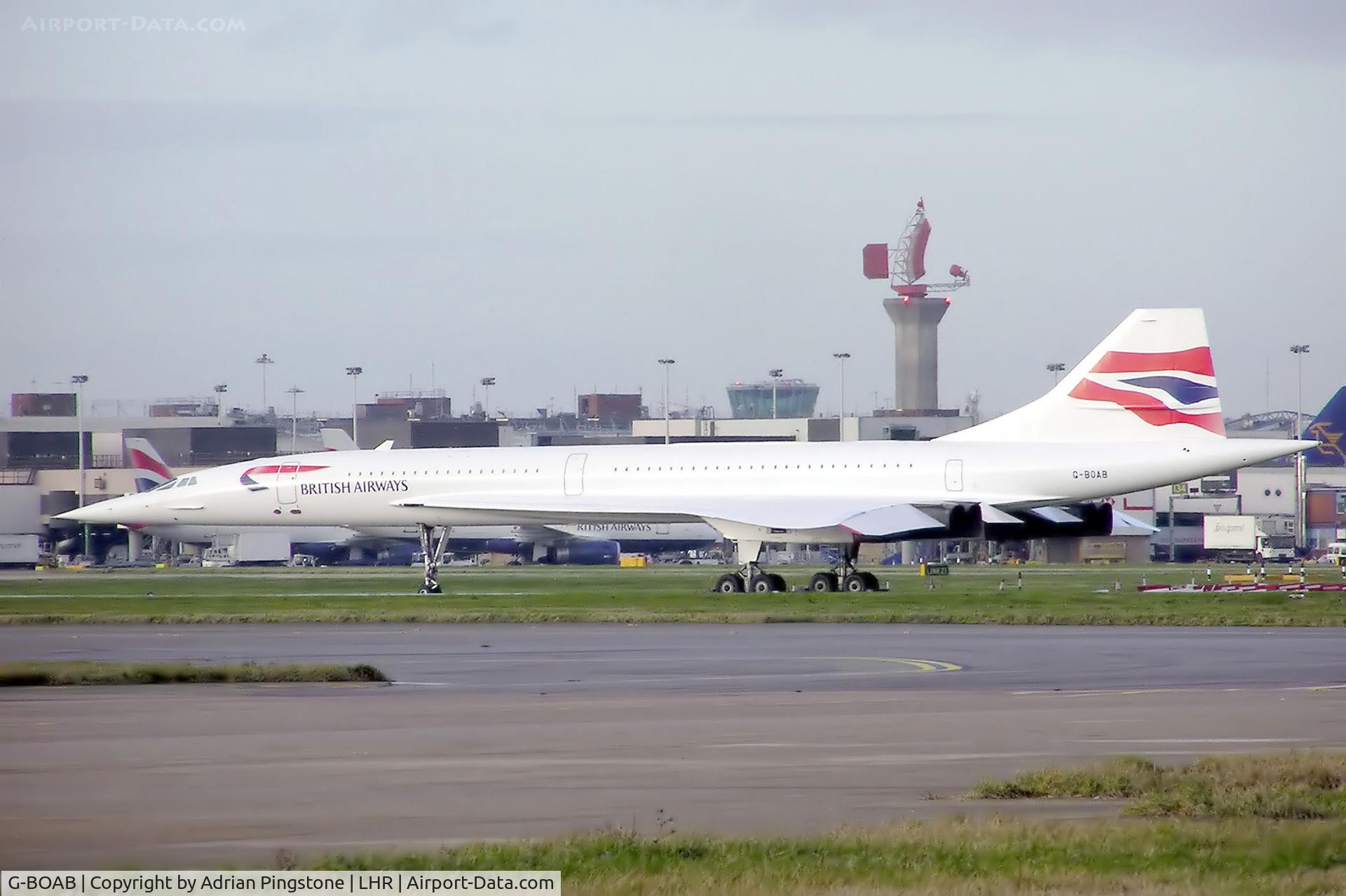 G-BOAB, 1976 Aerospatiale-BAC Concorde 1-102 C/N 100-008, Concorde G-BOAB in storage at London (Heathrow) Airport. Jan 2005